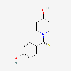 molecular formula C12H15NO2S B603414 (4-Hydroxyphenyl)(4-hydroxypiperidin-1-yl)methanethione CAS No. 1708314-32-2