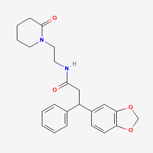 molecular formula C23H26N2O4 B6034173 3-(1,3-benzodioxol-5-yl)-N-[2-(2-oxo-1-piperidinyl)ethyl]-3-phenylpropanamide 