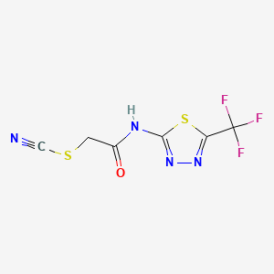 molecular formula C6H3F3N4OS2 B603418 2-Oxo-2-{[5-(trifluoromethyl)-1,3,4-thiadiazol-2-yl]amino}ethyl thiocyanate CAS No. 1790354-37-8