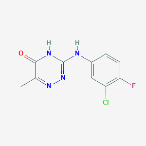 molecular formula C10H8ClFN4O B6034181 3-[(3-chloro-4-fluorophenyl)amino]-6-methyl-1,2,4-triazin-5(4H)-one 