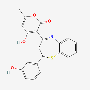 molecular formula C21H17NO4S B6034187 4-hydroxy-3-[2-(3-hydroxyphenyl)-2,3-dihydro-1,5-benzothiazepin-4-yl]-6-methyl-2H-pyran-2-one 