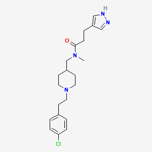molecular formula C21H29ClN4O B6034190 N-({1-[2-(4-chlorophenyl)ethyl]-4-piperidinyl}methyl)-N-methyl-3-(1H-pyrazol-4-yl)propanamide 