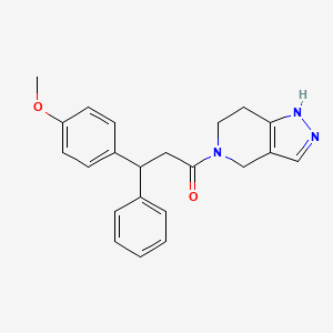 molecular formula C22H23N3O2 B6034242 5-[3-(4-methoxyphenyl)-3-phenylpropanoyl]-4,5,6,7-tetrahydro-1H-pyrazolo[4,3-c]pyridine 