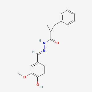 molecular formula C18H18N2O3 B6034250 N'-(4-hydroxy-3-methoxybenzylidene)-2-phenylcyclopropanecarbohydrazide 