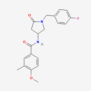 molecular formula C20H21FN2O3 B6034276 N-[1-(4-fluorobenzyl)-5-oxo-3-pyrrolidinyl]-4-methoxy-3-methylbenzamide 