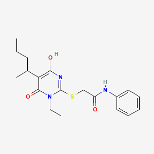 molecular formula C19H25N3O3S B6034292 2-{[1-ethyl-4-hydroxy-5-(1-methylbutyl)-6-oxo-1,6-dihydro-2-pyrimidinyl]thio}-N-phenylacetamide 
