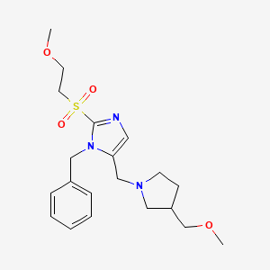 molecular formula C20H29N3O4S B6034293 1-benzyl-2-[(2-methoxyethyl)sulfonyl]-5-{[3-(methoxymethyl)-1-pyrrolidinyl]methyl}-1H-imidazole 