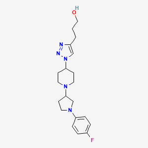 molecular formula C20H28FN5O B6034360 3-(1-{1-[1-(4-fluorophenyl)-3-pyrrolidinyl]-4-piperidinyl}-1H-1,2,3-triazol-4-yl)-1-propanol trifluoroacetate (salt) 