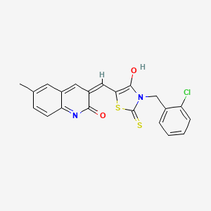 molecular formula C21H15ClN2O2S2 B6034363 3-{[3-(2-chlorobenzyl)-4-oxo-2-thioxo-1,3-thiazolidin-5-ylidene]methyl}-6-methyl-2(1H)-quinolinone 