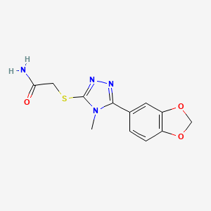 molecular formula C12H12N4O3S B6034378 2-{[5-(1,3-benzodioxol-5-yl)-4-methyl-4H-1,2,4-triazol-3-yl]thio}acetamide 