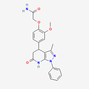 molecular formula C22H22N4O4 B6034424 2-[2-methoxy-4-(3-methyl-6-oxo-1-phenyl-4,5,6,7-tetrahydro-1H-pyrazolo[3,4-b]pyridin-4-yl)phenoxy]acetamide 