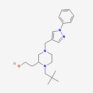 molecular formula C21H32N4O B6034436 2-{1-(2,2-dimethylpropyl)-4-[(1-phenyl-1H-pyrazol-4-yl)methyl]-2-piperazinyl}ethanol 