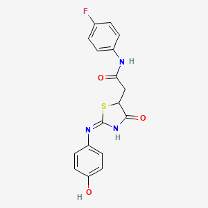 N-(4-fluorophenyl)-2-{2-[(4-hydroxyphenyl)imino]-4-oxo-1,3-thiazolidin-5-yl}acetamide