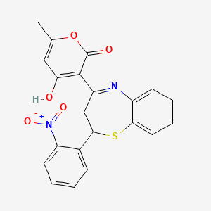 molecular formula C21H16N2O5S B6034454 4-hydroxy-6-methyl-3-[2-(2-nitrophenyl)-2,3-dihydro-1,5-benzothiazepin-4-yl]-2H-pyran-2-one 