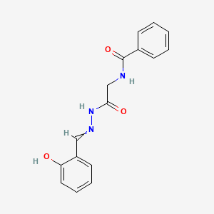 molecular formula C16H15N3O3 B603446 N-({N'-[(2-hydroxyphenyl)methylidene]hydrazinecarbonyl}methyl)benzamide CAS No. 136296-61-2