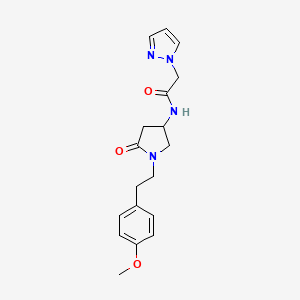 molecular formula C18H22N4O3 B6034461 N-{1-[2-(4-methoxyphenyl)ethyl]-5-oxo-3-pyrrolidinyl}-2-(1H-pyrazol-1-yl)acetamide 