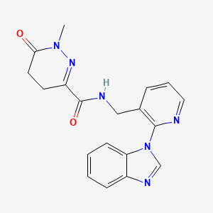 molecular formula C19H18N6O2 B6034497 N-{[2-(1H-benzimidazol-1-yl)-3-pyridinyl]methyl}-1-methyl-6-oxo-1,4,5,6-tetrahydro-3-pyridazinecarboxamide 