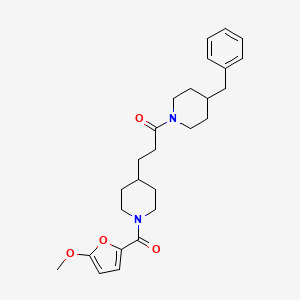 molecular formula C26H34N2O4 B6034567 4-benzyl-1-{3-[1-(5-methoxy-2-furoyl)-4-piperidinyl]propanoyl}piperidine 