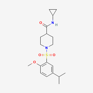 molecular formula C19H28N2O4S B6034581 N-cyclopropyl-1-[(5-isopropyl-2-methoxyphenyl)sulfonyl]-4-piperidinecarboxamide 