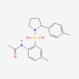 molecular formula C20H24N2O3S B6034635 N-(4-methyl-2-{[2-(4-methylphenyl)-1-pyrrolidinyl]sulfonyl}phenyl)acetamide 