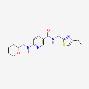 molecular formula C19H26N4O2S B6034645 N-[(4-ethyl-1,3-thiazol-2-yl)methyl]-6-[methyl(tetrahydro-2H-pyran-2-ylmethyl)amino]nicotinamide 