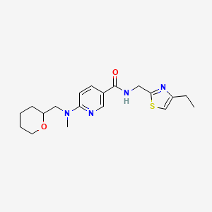 N-[(4-ethyl-1,3-thiazol-2-yl)methyl]-6-[methyl(tetrahydro-2H-pyran-2-ylmethyl)amino]nicotinamide