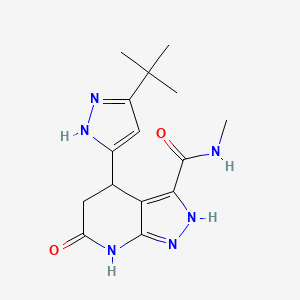 molecular formula C15H20N6O2 B6034662 4-(5-tert-butyl-1H-pyrazol-3-yl)-N-methyl-6-oxo-4,5,6,7-tetrahydro-1H-pyrazolo[3,4-b]pyridine-3-carboxamide 