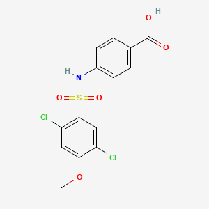 molecular formula C14H11Cl2NO5S B603470 4-(2,5-Dichloro-4-methoxybenzenesulfonamido)benzoic acid CAS No. 1018128-12-5