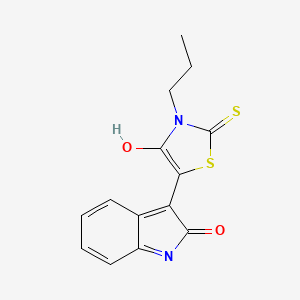 molecular formula C14H12N2O2S2 B6034714 3-(4-oxo-3-propyl-2-thioxo-1,3-thiazolidin-5-ylidene)-1,3-dihydro-2H-indol-2-one 
