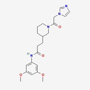 molecular formula C21H28N4O4 B6034725 N-(3,5-dimethoxyphenyl)-3-[1-(1H-imidazol-1-ylacetyl)-3-piperidinyl]propanamide 