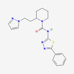 molecular formula C19H22N6OS B6034776 N-(5-phenyl-1,3,4-thiadiazol-2-yl)-2-[2-(1H-pyrazol-1-yl)ethyl]piperidine-1-carboxamide 