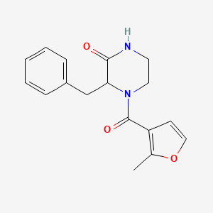 molecular formula C17H18N2O3 B6034778 3-benzyl-4-(2-methyl-3-furoyl)-2-piperazinone 