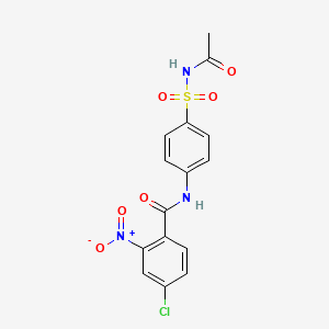 molecular formula C15H12ClN3O6S B6034839 N-{4-[(acetylamino)sulfonyl]phenyl}-4-chloro-2-nitrobenzamide 