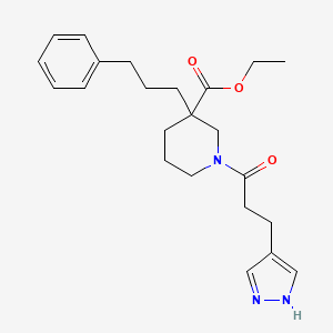 molecular formula C23H31N3O3 B6034877 ethyl 3-(3-phenylpropyl)-1-[3-(1H-pyrazol-4-yl)propanoyl]-3-piperidinecarboxylate 