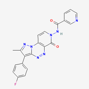 molecular formula C21H14FN7O2 B6034888 N-[3-(4-fluorophenyl)-2-methyl-6-oxopyrazolo[5,1-c]pyrido[4,3-e][1,2,4]triazin-7(6H)-yl]nicotinamide 