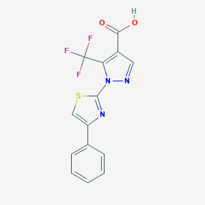 molecular formula C14H8F3N3O2S B060349 1-(4-苯基-1,3-噻唑-2-基)-5-(三氟甲基)-1H-吡唑-4-羧酸 CAS No. 159885-80-0