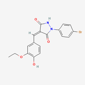 molecular formula C18H15BrN2O4 B6034901 1-(4-bromophenyl)-4-(3-ethoxy-4-hydroxybenzylidene)-3,5-pyrazolidinedione 