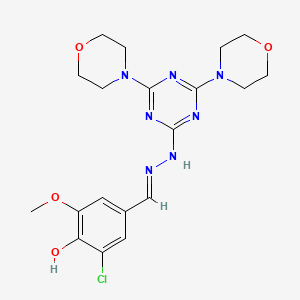 molecular formula C19H24ClN7O4 B6034923 3-chloro-4-hydroxy-5-methoxybenzaldehyde (4,6-di-4-morpholinyl-1,3,5-triazin-2-yl)hydrazone 
