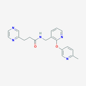 molecular formula C19H19N5O2 B6034934 N-({2-[(6-methyl-3-pyridinyl)oxy]-3-pyridinyl}methyl)-3-(2-pyrazinyl)propanamide 