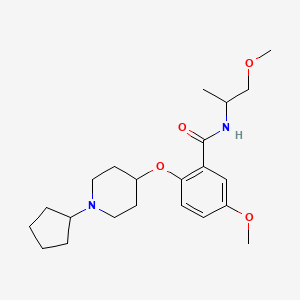 molecular formula C22H34N2O4 B6034951 2-[(1-cyclopentyl-4-piperidinyl)oxy]-5-methoxy-N-(2-methoxy-1-methylethyl)benzamide 