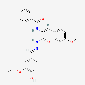 molecular formula C26H25N3O5 B6034955 N-[1-{[2-(3-ethoxy-4-hydroxybenzylidene)hydrazino]carbonyl}-2-(4-methoxyphenyl)vinyl]benzamide 