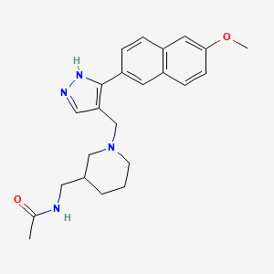 molecular formula C23H28N4O2 B6034967 N-[(1-{[3-(6-methoxy-2-naphthyl)-1H-pyrazol-4-yl]methyl}-3-piperidinyl)methyl]acetamide 