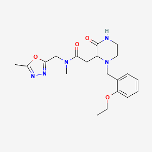 molecular formula C20H27N5O4 B6034990 2-[1-(2-ethoxybenzyl)-3-oxo-2-piperazinyl]-N-methyl-N-[(5-methyl-1,3,4-oxadiazol-2-yl)methyl]acetamide 