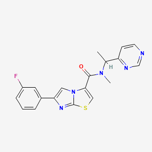 molecular formula C19H16FN5OS B6035005 6-(3-fluorophenyl)-N-methyl-N-[1-(4-pyrimidinyl)ethyl]imidazo[2,1-b][1,3]thiazole-3-carboxamide 