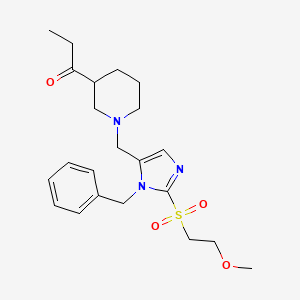 molecular formula C22H31N3O4S B6035021 1-[1-({1-benzyl-2-[(2-methoxyethyl)sulfonyl]-1H-imidazol-5-yl}methyl)-3-piperidinyl]-1-propanone 