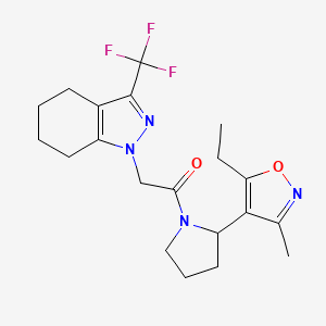 molecular formula C20H25F3N4O2 B6035034 1-{2-[2-(5-ethyl-3-methyl-4-isoxazolyl)-1-pyrrolidinyl]-2-oxoethyl}-3-(trifluoromethyl)-4,5,6,7-tetrahydro-1H-indazole 