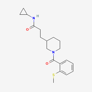 molecular formula C19H26N2O2S B6035060 N-cyclopropyl-3-{1-[2-(methylthio)benzoyl]-3-piperidinyl}propanamide 