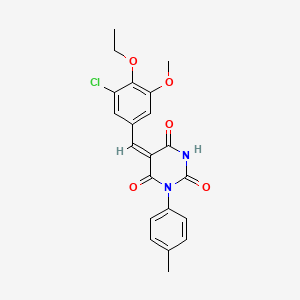 molecular formula C21H19ClN2O5 B6035143 5-(3-chloro-4-ethoxy-5-methoxybenzylidene)-1-(4-methylphenyl)-2,4,6(1H,3H,5H)-pyrimidinetrione 