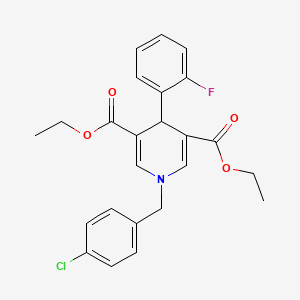 molecular formula C24H23ClFNO4 B6035151 diethyl 1-(4-chlorobenzyl)-4-(2-fluorophenyl)-1,4-dihydro-3,5-pyridinedicarboxylate 