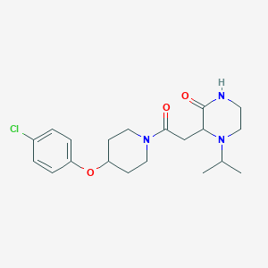 molecular formula C20H28ClN3O3 B6035154 3-{2-[4-(4-chlorophenoxy)-1-piperidinyl]-2-oxoethyl}-4-isopropyl-2-piperazinone 